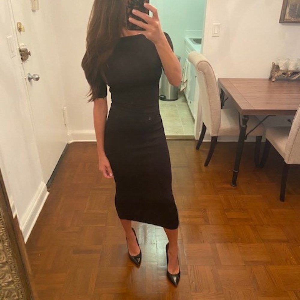 Zara Black Midi Bodycon Dress